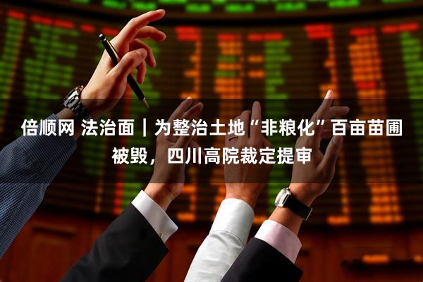 倍顺网 法治面｜为整治土地“非粮化”百亩苗圃被毁，四川高院裁定提审